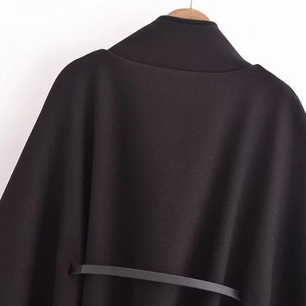 Belt Poncho Capes Women Black Cloaks Winter Coats Woman 2025 Bat Sleeve Cape Coats for Women Fashion Women's Cape Jacket