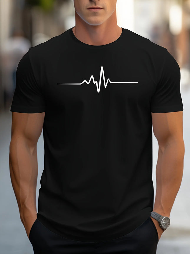 Men's Short Sleeve Round Neck T-Shirt Sporty Casual Slim Fit Creative Summer Graphic Print Polyester Men's