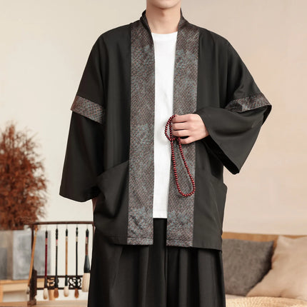 Camicia Samurai Giapponese per Uomo, Stile Sumo, Casual Oversize, Kimono Tradizionale con Stampa Vintage