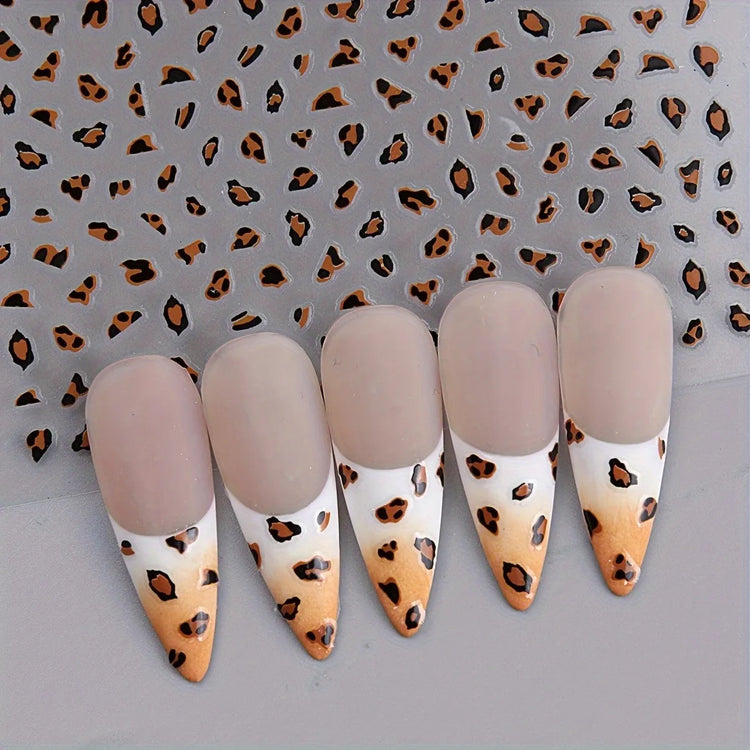 3Pcs Leopard Print Nail Stickers Easy DIY Manicure Decals Party Wedding Nail Art Decorations