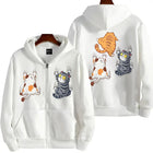 Zip‑Up Hoodie Funny Climbing Cats Graphic Print Long Sleeve Hooded Sweatshirt Front & Back Printed Casual Loose Jacket Outerwear
