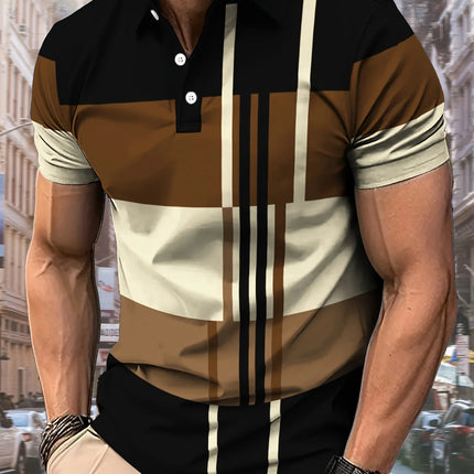 The new 2025 summer men's POLO shirt features a casual 3D striped pattern print, comfortable, breathable, and fashionable