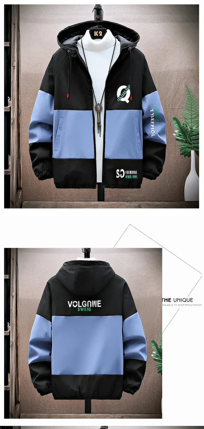 2023 Spring and Autumn New Fashion Hooded Tooling Jacket Men's Casual Loose Comfortable Waterproof High-Quality Large Size Coat