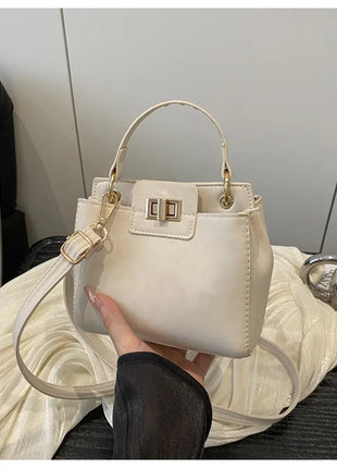 Elegante Mini Borsa a Tracolla con Manico Superiore, Chiusura Dorata, Versatile Borsa in Finta Pelle Scamosciata e Pelle per Uso Quotidiano Femminile