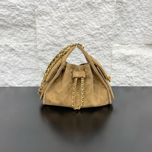 2025 new high-quality genuine leather diamond pattern chain bag suede commuting underarm bag for women