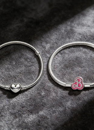 Nuovo Bracciale Artigianale Originale in Argento 925 con Charm, Liscio e Morbido, a Osso di Serpente, per Donna - Regalo 2026 PlatiNum