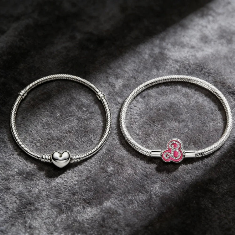 Nuovo Bracciale Artigianale Originale in Argento 925 con Charm, Liscio e Morbido, a Osso di Serpente, per Donna - Regalo 2026 PlatiNum