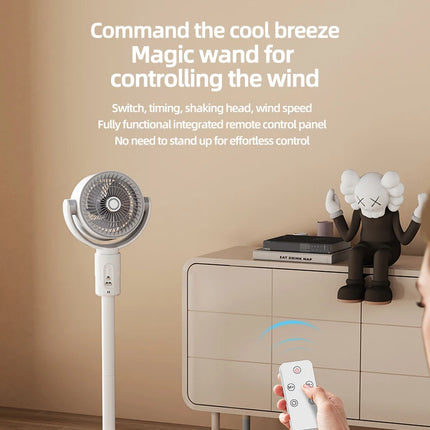 Ventilatore a Turbina Elettrica da Pavimento, Ventilatore a Cinque Velocità Regolabili, Altezza Regolabile, Ricaricabile