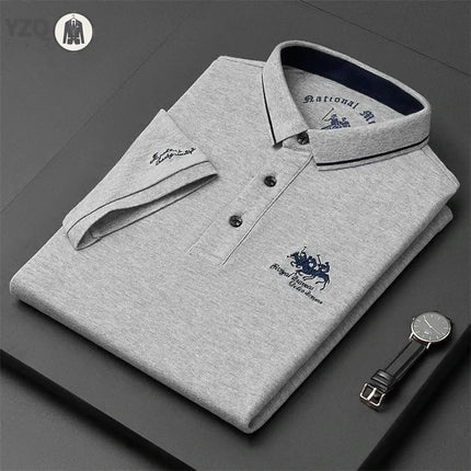 Men's Embroidered Short Sleeve Polo Shirt Casual Fashion Comfortable Summer Top