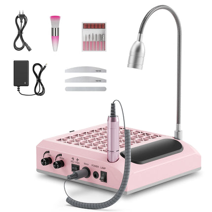 Professional Portable Multi-function 80W Nail Dust Removal Lighting Intelligent 4-in-1 Nail Lamp Grinder Dust Collector Machine