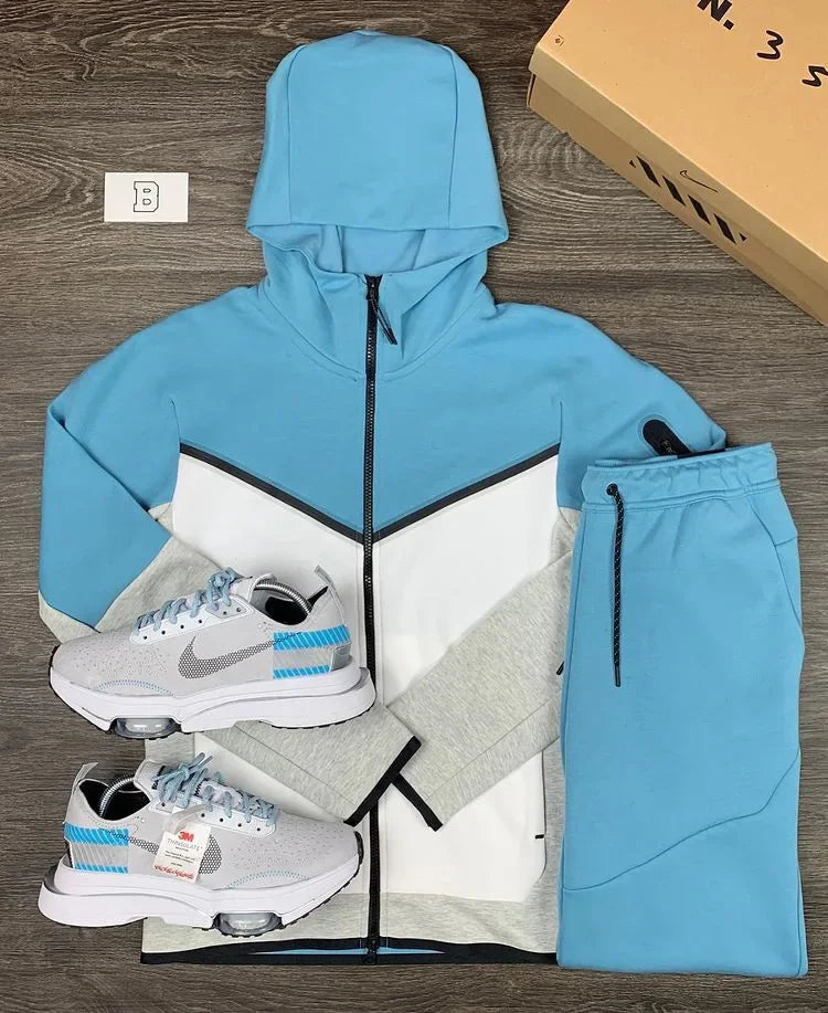 Men's Sports Coat Men's Spring and Autumn New European Size Sportswear Pants Hoodie Hooded Casual Set Tracksuit Men PlatiNum
