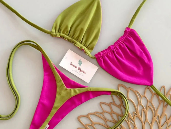 Micro Bikini 2026 Push Up Costume da bagno donna String Costumi da bagno Bikini brasiliano Set Halter Biquini Costume da bagno floreale Solid Beachwear
