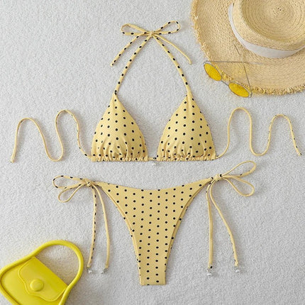Bikini di Tendenza 2026, Costume da Bagno Sexy con Perle, Micro Bikini a Pois, Abbigliamento da Spiaggia per Donna platinumshop