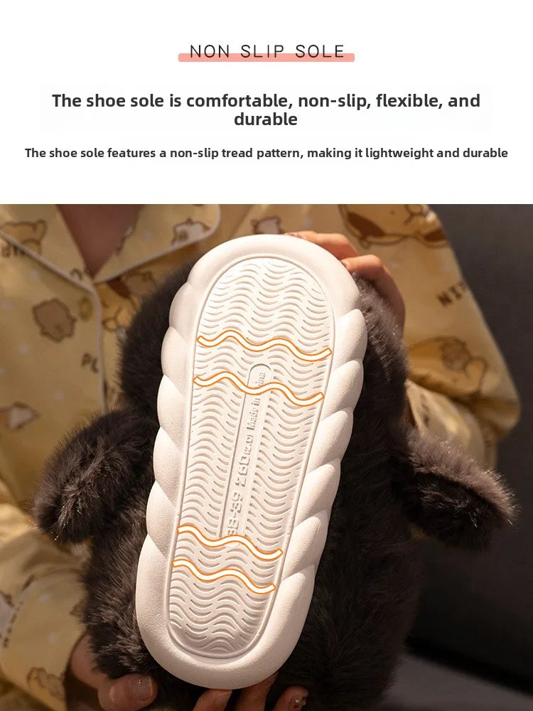 Cute Penguin Plush Slippers，Winter Warm Full-Coverage Home Slippers，Cartoon Animal-Themed, Non-Slip, Thick-Soled Women's Indoor