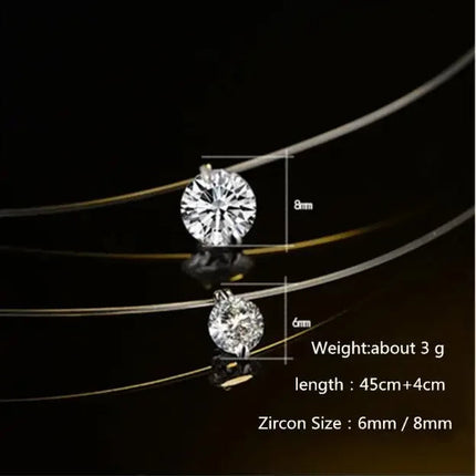 1ct Moissanite diamante S925 argento sterling invisibile trasparente lenza clavicola collana a catena gioielli da donna PlatiNum