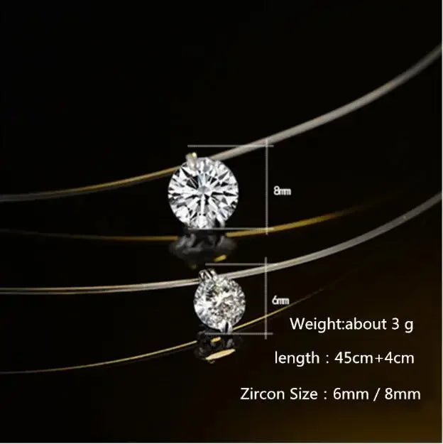 1ct Moissanite diamante S925 argento sterling invisibile trasparente lenza clavicola collana a catena gioielli da donna PlatiNum