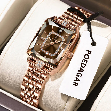 POEDAGAR Orologio da donna di lusso Impermeabile Data Orologio da polso da donna casual di alta qualità Orologio da donna elegante al quarzo in acciaio inossidabile platinumshop