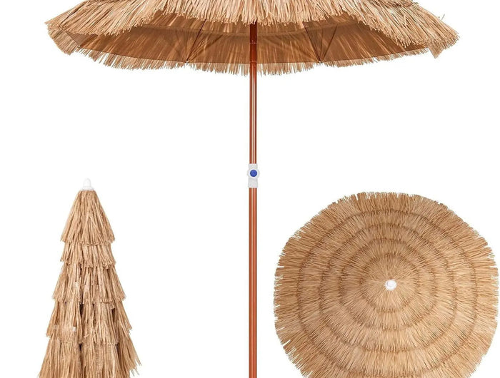 Ombrellone da Spiaggia Hawaii, Altezza Regolabile, Protezione UV, Ombrellone in Paglia, Ombrellone da Mercato, Ombrellone da Patio con Borsa per il Trasporto