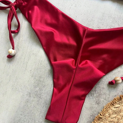 2026 Sexy Bikini a Pieghe Tinta Unita Micro Bikini Donna Costume da Bagno Femminile Triangolare Abbigliamento da Spiaggia platinumshop