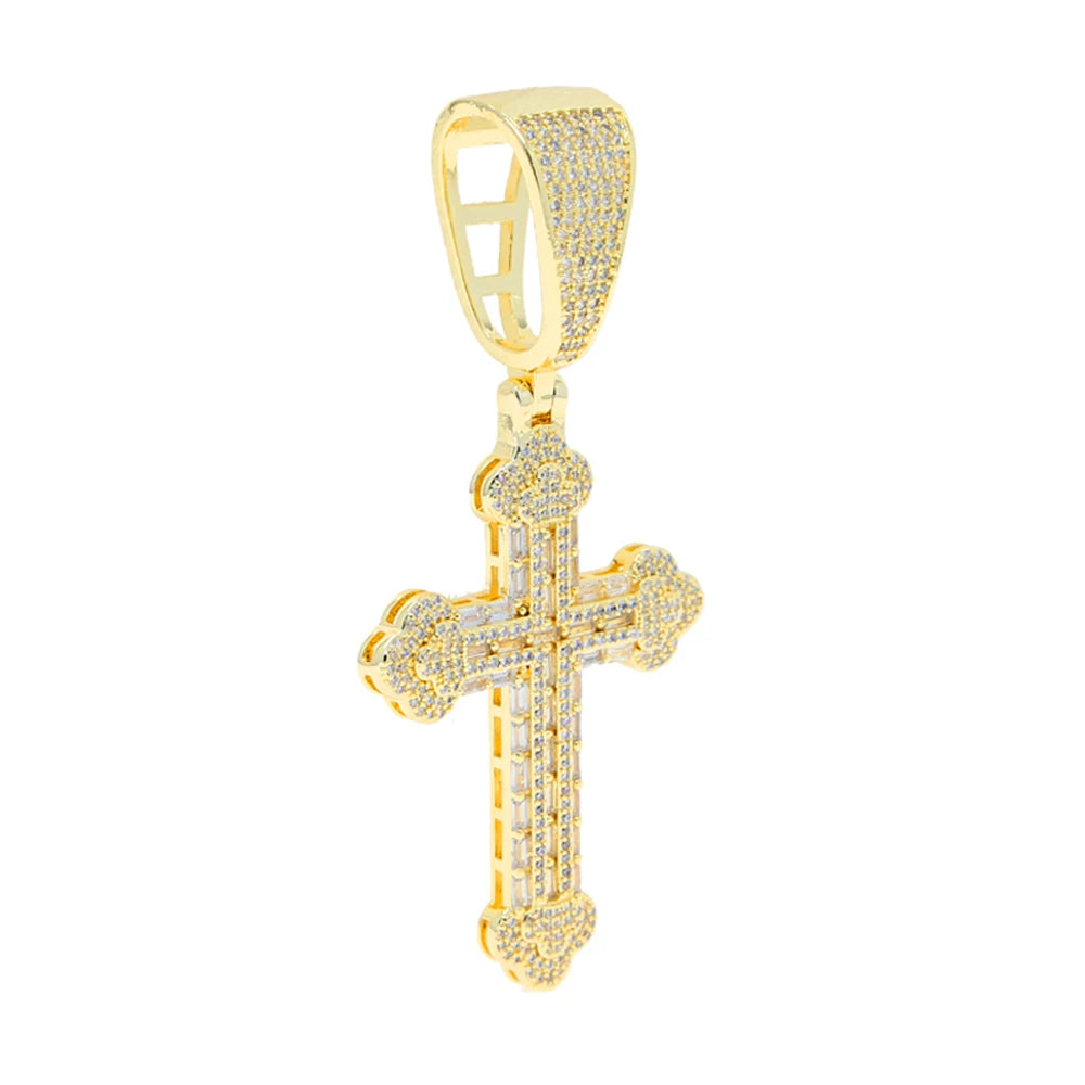 Collana con croce ghiacciata per uomo donna ciondolo con zirconi color argento bling con catena a maglie cubane da 15 mm gioielli hip-hop