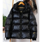 Schinteon Women White Duck Down Jacket with Hood Casual Over Size Autumn Winter Warm Loose Thick Short Outwear 2024 New