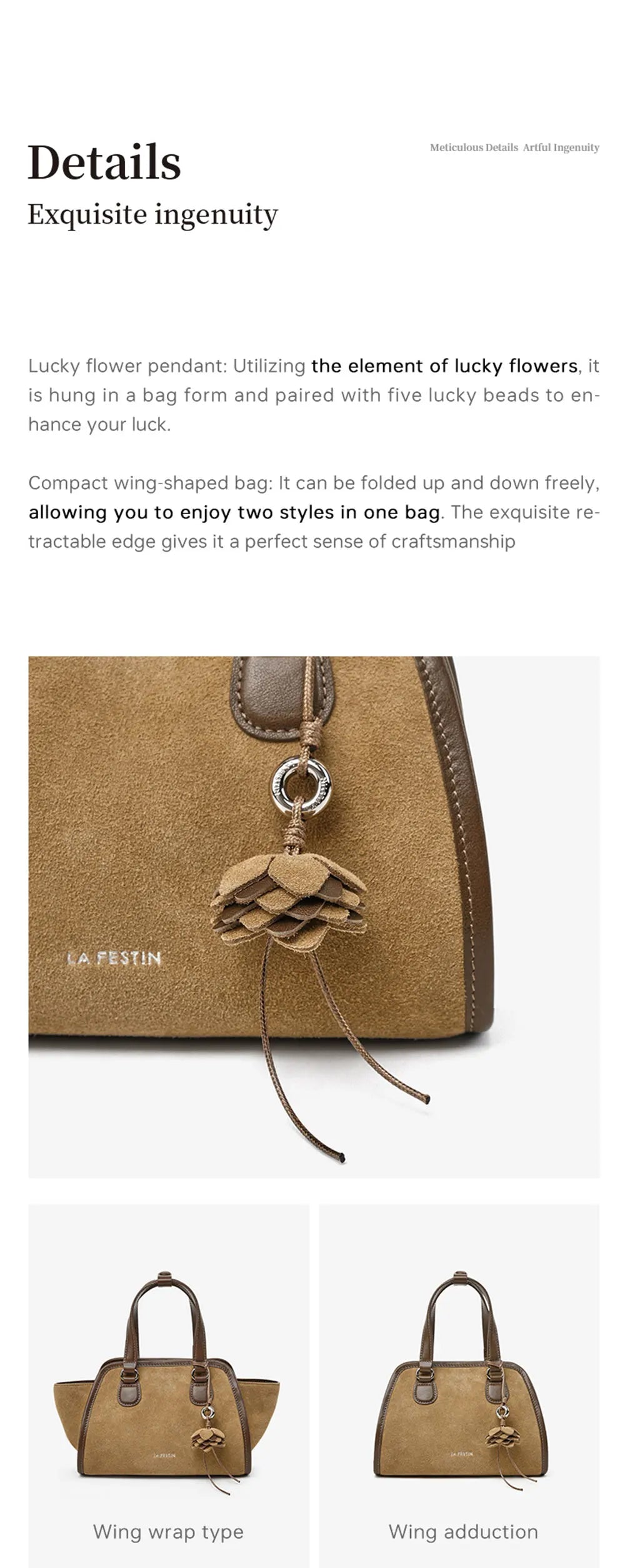 LA FESTIN Original Brand Women's Bag Shoulder Bag Leather Handbag 2025 New Dumpling Bag Fashion Crossbody Bag Lady Wallet
