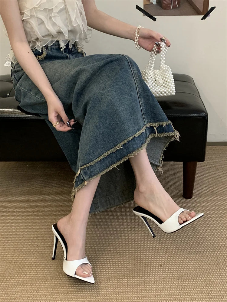 Hlieny 2026 Moda estiva Tacchi a spillo Donna Pantofole a punta Banchetto Abito Sandali Festa Matrimonio Mulo Presentazioni aziende produttrici giochi Scarpe