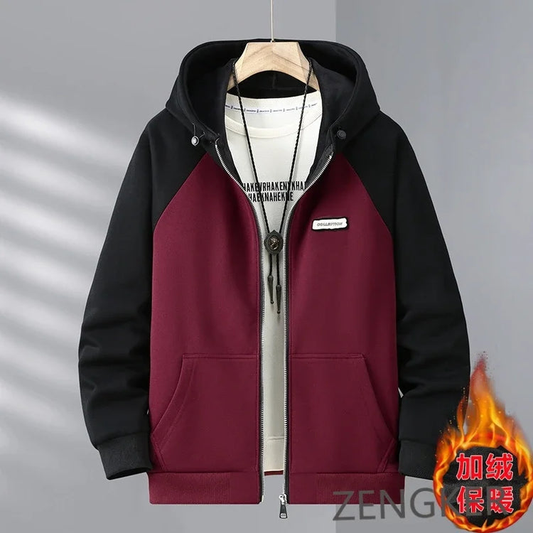 Big size thick hoodie set for men autumn winter casual plus size cardigan jacket hooded two-piece set 170kg 11xl suits for men