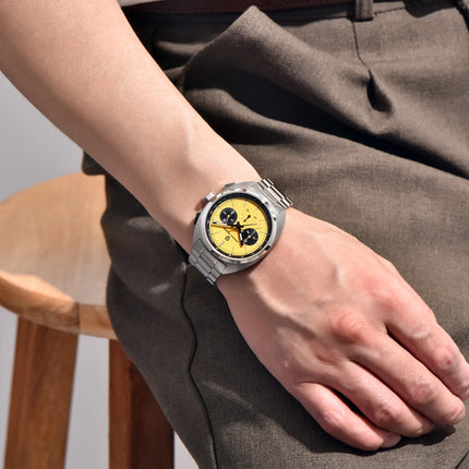 Orologio da Uomo PAGANI DESIGN con Quadrante Giallo, Cronografo al Quarzo, Movimento Giapponese VK63, Vetro Zaffiro, Impermeabile, Novità 2026