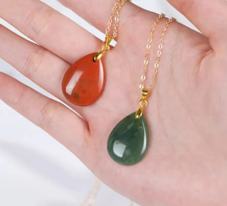 New Fashion Natural Stone Crystal Pendant Teardrop Simple Pendant Necklace Earrings Making Jewelry With Chain collar PlatiNum