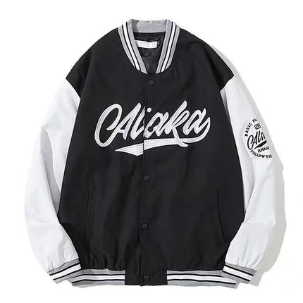 American New Fashion Oversize Letter Embroidery Flocking Baggy Couple Baseball Uniform Jacket Y2K Punk Gothic Casual Jacket Top