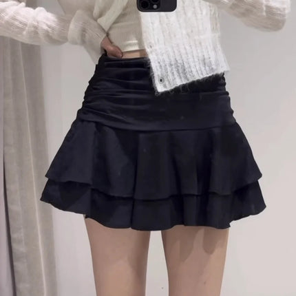 ETJ 2025 Sommer Damen Neue Mode Sexy Hot Girl Stil Rüschen gestapelt Dekoration Rock Hose Kurze Mid-Waist