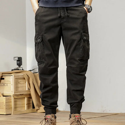 2023 New Multi-Pockets Spring Summer Cargo Pants Men Streetwear Zipper Leg Skinny Work Joggers Cotton Casual Tactical Trousers