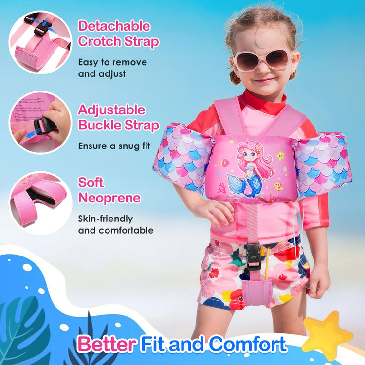 Gilet da nuoto per bambini Floaties per bambini Fascia da braccio Floaties con cinturino regolabile Giacca da bagno Ala d'acqua Piscina Galleggiante Apprendimento Nuoto