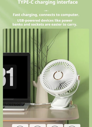 Ventilatore Portatile con Clip e Luci LED, 3 Velocità Regolabili, Silenzioso, da Scrivania, per Casa, Camera da Letto e Campeggio