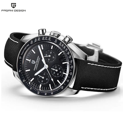 PAGANI DESIGN 2026 Nuovo Orologio da Uomo Moon, Orologio al Quarzo di Lusso per Uomo, Cronografo con Vetro Zaffiro AR, Impermeabile, Movimento VK63, Cinturino in Nylon