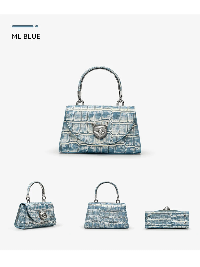 BAFELLI 2025 NUOVA BORSA DA DONNA DESIGNER ORIGINALE MARCA DI LUSSO CAT CASUAL STYLE TREND BORSA BORSA IN PELLE CROCODILE