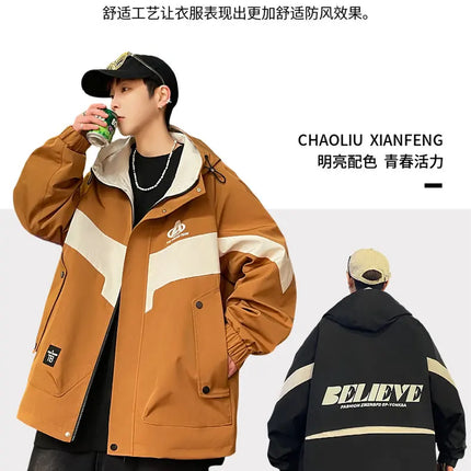 New Arrival Men's Hooded Jackets 2026 Spring Autumn Outdoor Loose Casual Coats Youth Streetwear Plus Size M-4XL Tops Clothing