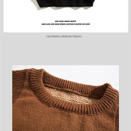 Autumn Men's Ethnic Style O-Neck Knitted Sweaters Y2K Vintage Streetwear Knitwear 2025 New Casual Pattern Printed pull homme