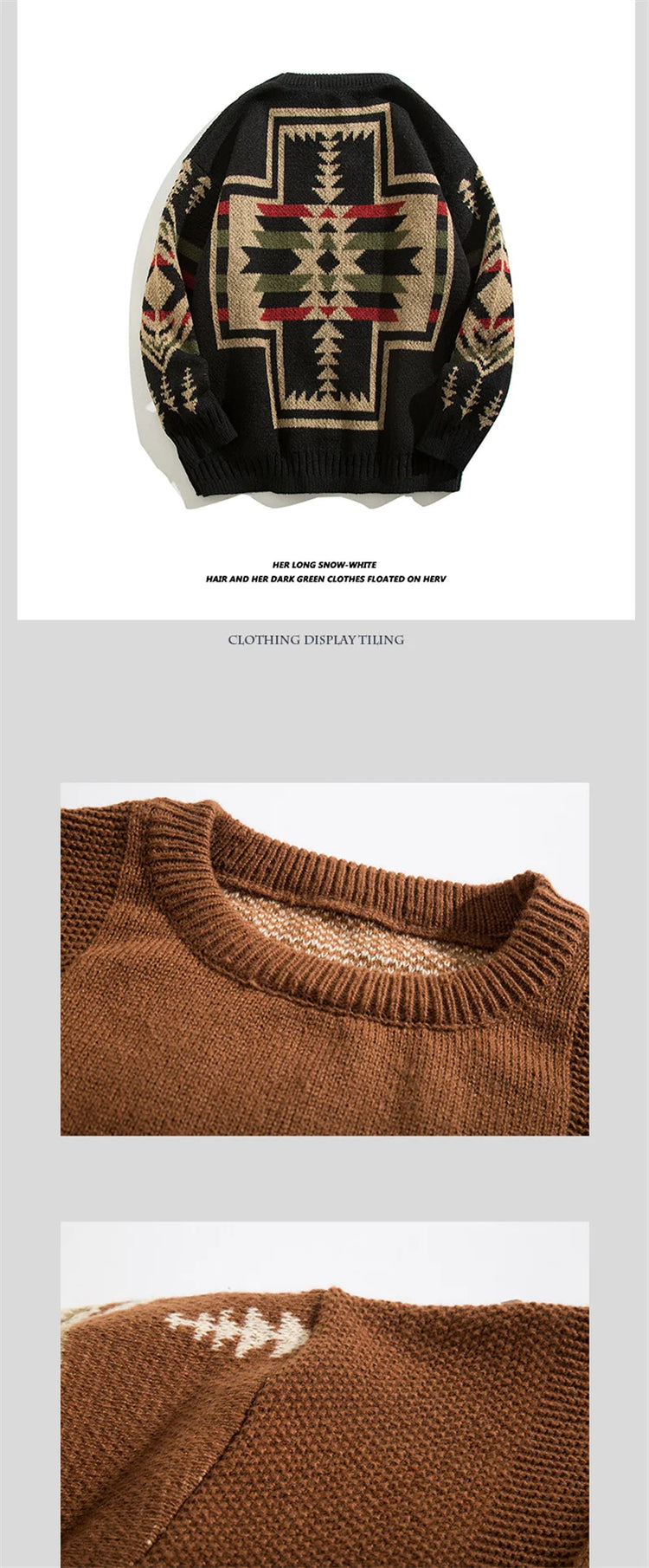 Autumn Men's Ethnic Style O-Neck Knitted Sweaters Y2K Vintage Streetwear Knitwear 2025 New Casual Pattern Printed pull homme