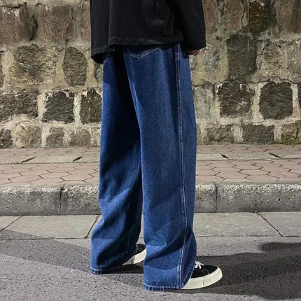 2025 nuovi jeans larghi streetwear uomo stile coreano moda pantaloni larghi dritti a gamba larga abbigliamento di marca da uomo nero azzurro