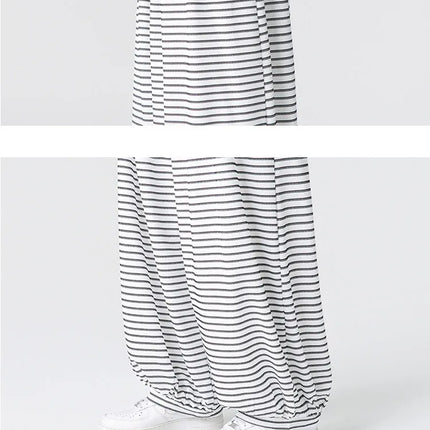 Pantaloni con elastico in vita da uomo Pantaloni a gamba larga con strisce marroni da uomo Pantaloni jogger oversize comodi e traspiranti Streetwear Plus Size5XL
