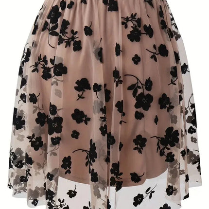 Minigonna a pieghe in rete rosa sexy Fairyshely da donna, gonna corta a vita alta per club, stile Y2K gotico, gonna a trapezio floreale, collezione estate 2026
