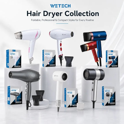 Professional Hair Dryer Collection, Foldable & Compact Household Hair Blow Dryer Series, Multi‑Power 1600‑2200W Ionic Hairdryer for Home Salon Daily Hair Styling
