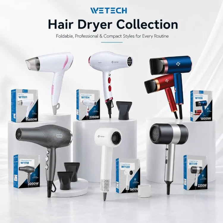 Professional Hair Dryer Collection, Foldable & Compact Household Hair Blow Dryer Series, Multi‑Power 1600‑2200W Ionic Hairdryer for Home Salon Daily Hair Styling