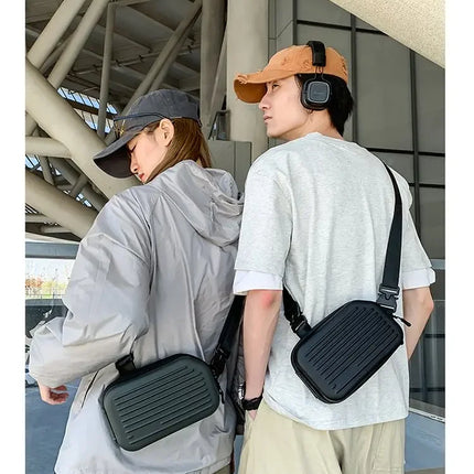 Borsa a tracolla rigida nera, leggera e portatile, per adulti, ideale per il trasporto quotidiano, lo shopping, le brevi camminate all'aperto e l'uso quotidiano.