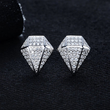 MossanRappr 0.94cttw Moissanite Eleganti orecchini a rombo in argento sterling 925 D Colore ghiacciato Gioielli Hip Hop per uomo Donna platinumshop