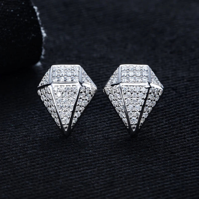 MossanRappr 0.94cttw Moissanite Eleganti orecchini a rombo in argento sterling 925 D Colore ghiacciato Gioielli Hip Hop per uomo Donna platinumshop