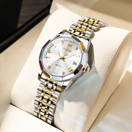 OLEVS 9931 Elegante Orologio da Donna di Lusso, Marca Originale, Movimento al Quarzo, Impermeabile, in Acciaio Inossidabile, Luminoso con Data platinumshop
