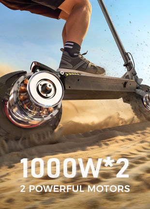 Monopattino elettrico iScooter iX7Pro a doppia trazione per fuoristrada, velocità massima 60 km/h, pneumatici da 10 pollici, 2000W, 17.5Ah, 48V, pieghevole, con app.